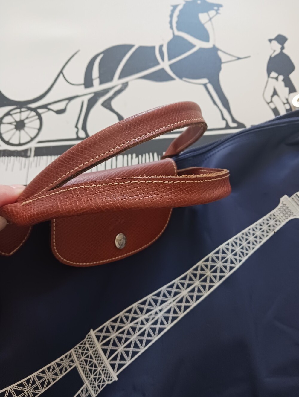 Longchamp Eiffel Tower Blue/ Brown Travel Bag - Picture 4 of 16